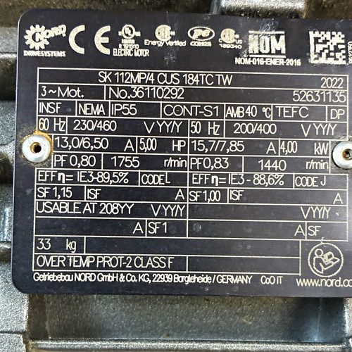 Nord 5hp 3ph - 5hp, tefc